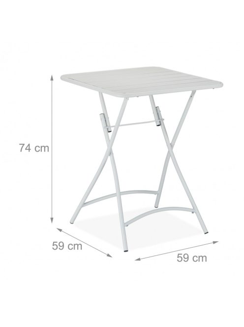 Összecsukható fém erkélyasztal kerti asztal fehér 74x59 cm 10041792
