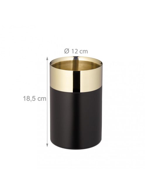 Rozsdamentes acél borhűtő pezsgőhűtő fekete-arany 18,5x12 cm 10042487_go