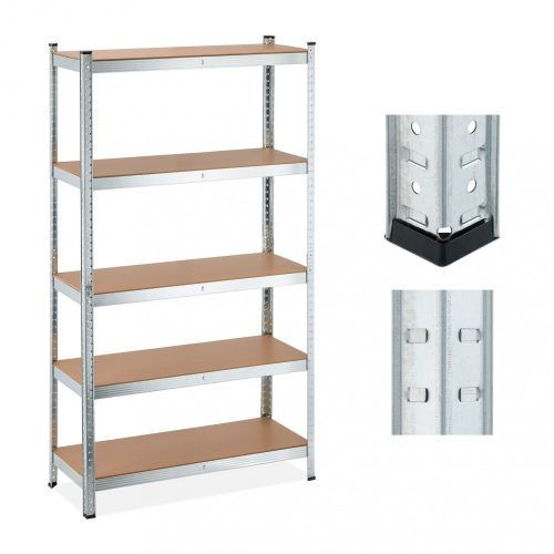 Nagy teherbírású polc 5 polcos ezüst 180x100x30 cm 10043642