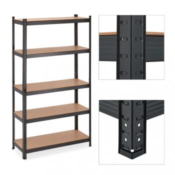   Nagy teherbírású polc 5 szinttel szerszámszekrény fekete 180x100x41 cm 10043643