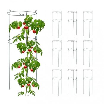   Kerek paradicsomtartó kúszónövény segédeszköz 10 darabos szett sötétzöld 76x26cm 10044641