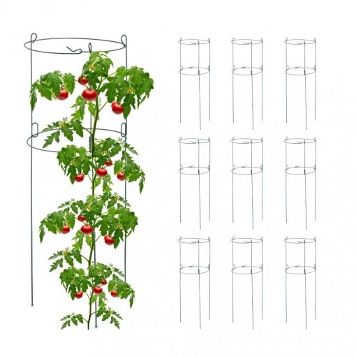 Kerek paradicsomtartó kúszónövény segédeszköz 10 darabos szett sötétzöld 76x26cm 10044641