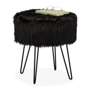   Fekete Prémes kerek ülőke hajtűlábakkal 41x37 cm 10045070