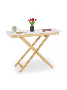  Állítható magasságú összecsukható bambusz asztal natúr-fehér 105x50 cm 10046264