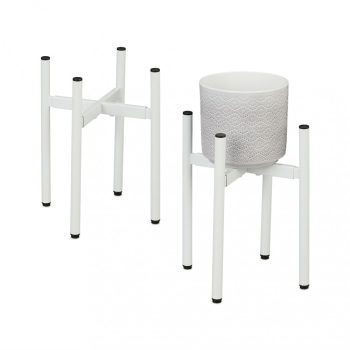   Állítható virágtartó állvány 2 db-os készlet fehér-fekete fém 10046896_49