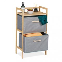   Bambusz fürdőszobai polc 2 szövetkosárral natúr-szürke 76x43x27 cm 10047039