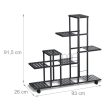 Fém virágtartó 9 polcos kerekekkel fekete 91,5x93x26 cm 10047173