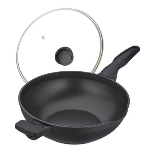 Tapadásmentes fekete wok üvegfedéllel 30 cm 10047404