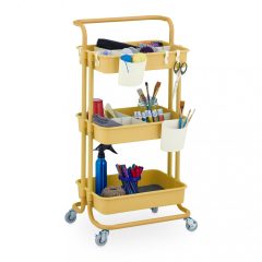   Gurulós zsúrkocsi 3 polcos filcbetéttel kosárelválasztókkal sárga 86x42,5x42 cm 10047627