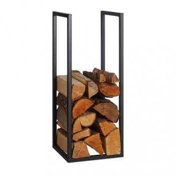   Modern fém tűzifatároló állvány fekete 75x30x30 cm 10047808