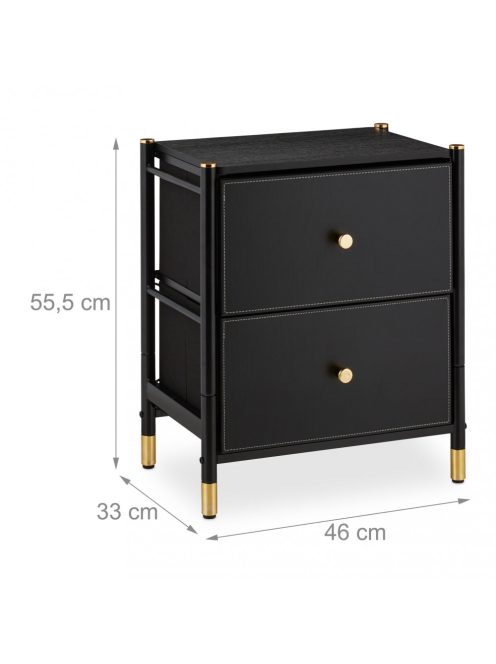 Mona éjjeli szekrény 2 fiókkal fekete-arany 55,5x46x33 cm 10047882