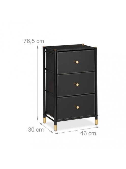 Mona 3 fiókos tárolószekrény fekete-arany 76,5x46x30 cm 10047883