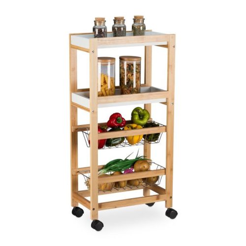 Niche zsúrkocsi 4 szintes natúr-fehér-ezüst 83x22x40 cm 10048921
