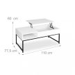 Modern összecsukható dohányzóasztal tárolóval fehér-fekete 10049653_470