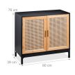 Vintage Tálalószekrény 2 rattan ajtóval fekete-natúr-arany 76x80x39 cm 10049746