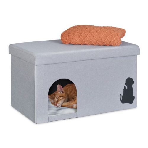 Macskabarlang levhető fedéllel 40,5x72x40,5 cm szürke 10049951