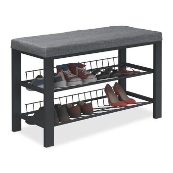   Párnázott cipőtartó pad 8 pár cipőhöz fekete-antracit 50,5x82x33 cm 10049985_1506