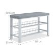 Párnázott cipőtartó pad 8 pár cipőhöz fehér-szürke 50,5x82x33 cm 10049985_1508