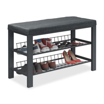   Párnázott cipőtartó pad 8 pár cipőhöz fekete 50,5x82x33 cm 10049985_46