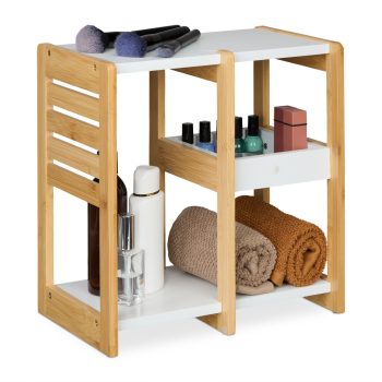   Bambusz fürdőszobai polc 3 polccal natúr-fehér 35x34x20 cm 10050295