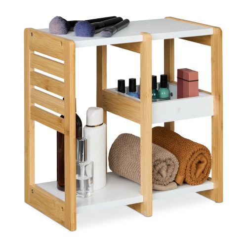 Bambusz fürdőszobai polc 3 polccal natúr-fehér 35x34x20 cm 10050295