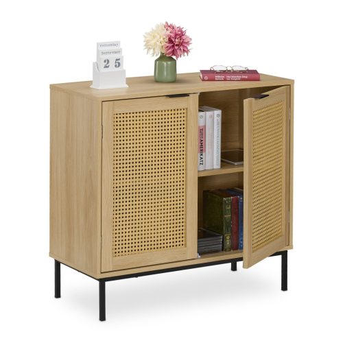Tálalószekrény rattan ajtóval 76x80x35 cm 10050463