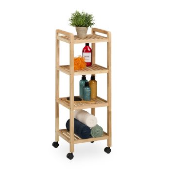   Fából készült fürdőszobai polc kerekekkel 97x35x31 cm 10050648