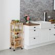 Fából készült fürdőszobai polc kerekekkel 97x35x31 cm 10050648