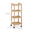 Fából készült fürdőszobai polc kerekekkel 97x35x31 cm 10050648