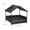Rattan kerti kutyaágy tetővel és párnával 81x90x68 cm 10050966