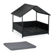 Rattan kerti kutyaágy tetővel és párnával 81x90x68 cm 10050966
