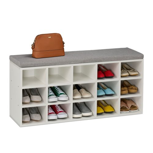 Cipőpad párnázott üléssel 15 rekeszes fehér-szürke 10051086_8075