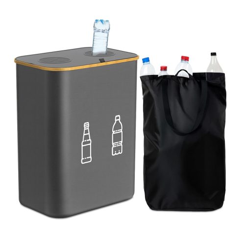 Palackgyűjtő konténer 2 db kivehető belső táskával 160 literes szürke 10051181_111
