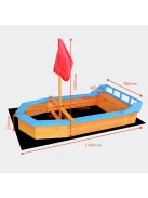 Hajó formájú homokozó zászlórúddal 150x78x100cm 51831