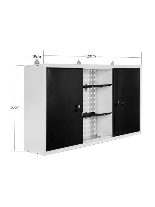 Fali szekrény szürke műhelyfelszerelés acél szerszámos szekrény 60x120x19 cm 60237