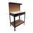 XPOtool munkapad 80x50x140 cm perforált falú munkaasztal acél vázzal, MDF munkalappal 61188