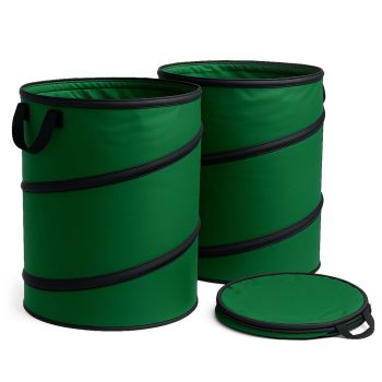   Kerek pop-up kerti levélgyűjtő zsák hulladékgyűjtő 600D Oxford Poliészter 3x100l zöld 61320