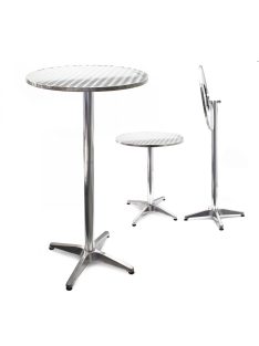   Alumínium bisztró asztal állítható magasságú magas bárasztal 60 cm átmérő 74-114 cm 61806