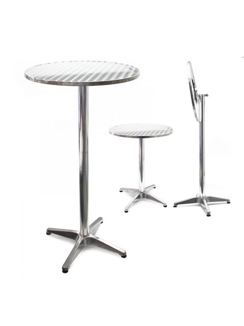 Alumínium bisztró asztal állítható magasságú magas bárasztal 60 cm átmérő 74-114 cm 61806