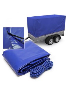   Magasított utánfutó takaró ponyva 207x114x90 cm kék 2 zipzárral 62345