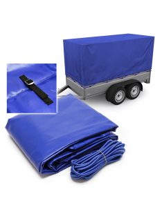   Magasított utánfutó takaró ponyva 207x114x90 cm kék hevederes rögzítés 62346