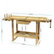 Munkaasztal 145x49x86cm fából (gumifából) polccal és satuval 62452