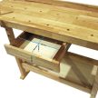 Munkaasztal 145x49x86cm fából (gumifából) polccal és satuval 62452