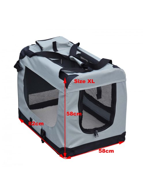 Fudajo összecsukható kisállathordozó szállítóbox XL-es méret 80x58x56 cm szürke 63352