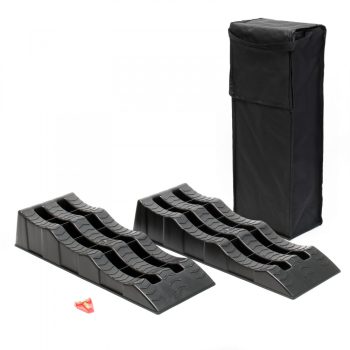   XPOtool 2x lépcsős ék 3 magasság 40/70/100 mm-es ráhajtható ékkel 3t-ig hordtáskával és vízmértékkel 63399