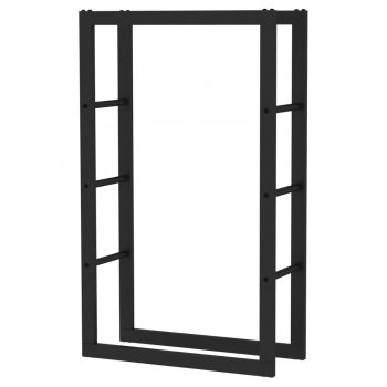   Toboli tűzifatároló állvány 100x25x60cm fém fekete 63513