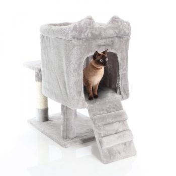   Fudajo macska kaparóoszlop macskaház világosszürke 60 cm 64084