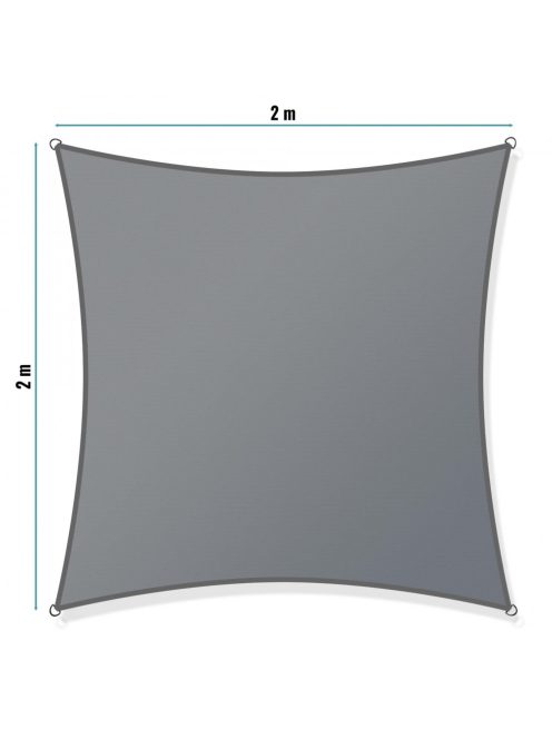 Toboli napellenző négyzet 2x2m UV védelem 30+ szürke 64119