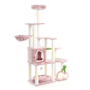   Fudajo cseresznye mintás rózsaszín macskakaparófa 162 cm 64243