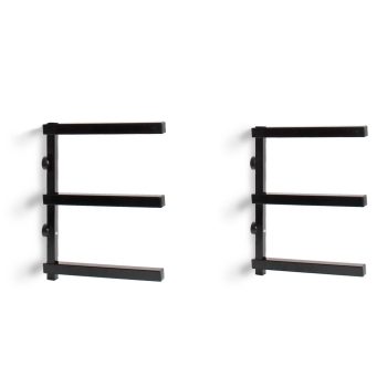   XPOTool 2 db fém polcrendszer fa tárolására, 31 x 3 x 45,5 cm, 3 szintes konzolos állvány fekete 64769